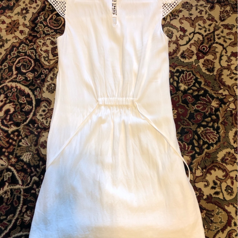 Zara Basic Cream Sheath Dress with crochet Neck and cap Sleeves Small - Picture 7 of 7
